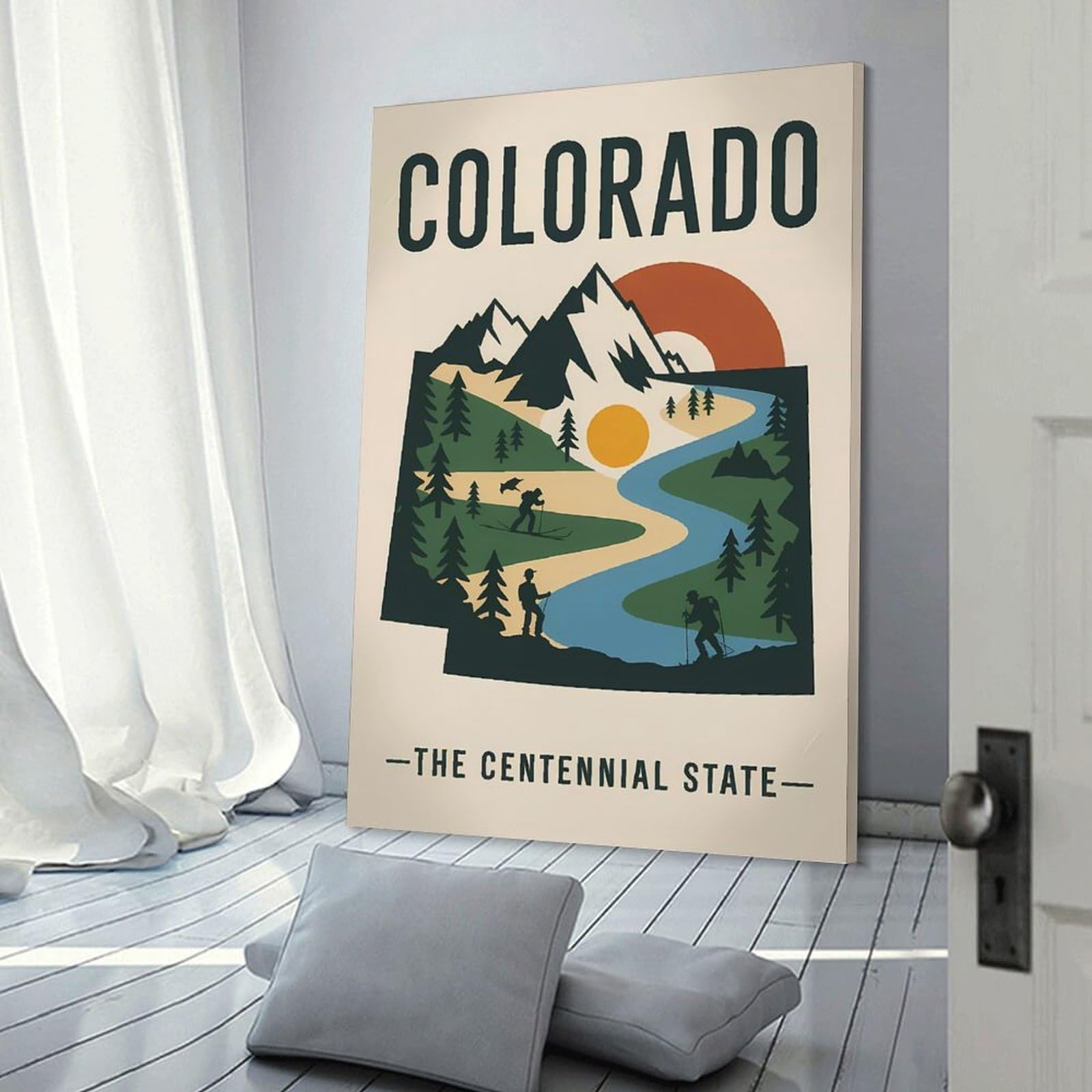Junmoney Frame-Style-19 Colorado Centennial State Travel Wall Picture Print 20X30inch(50X75cm), For Lounge Decor, Offices Or Entryway Styling, Versatile Wall Decor For Many Rooms