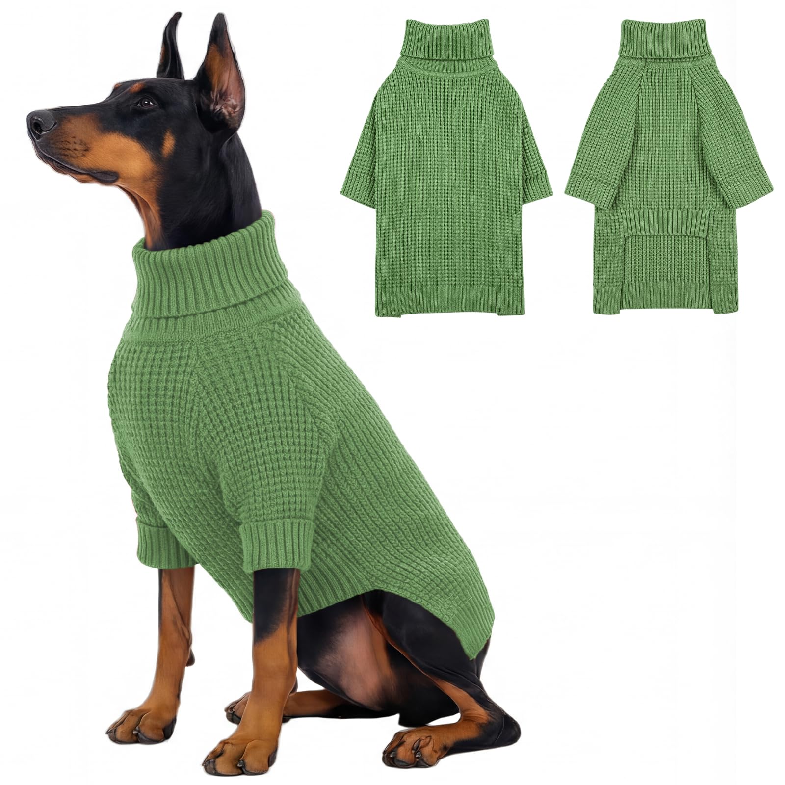 KONVINIT Hundepullover Winter Warmer Hund Pullover Grosse Hunde Weich Rollkragen Haustier Pullover für Kleine Mittelgroße Große Hunde