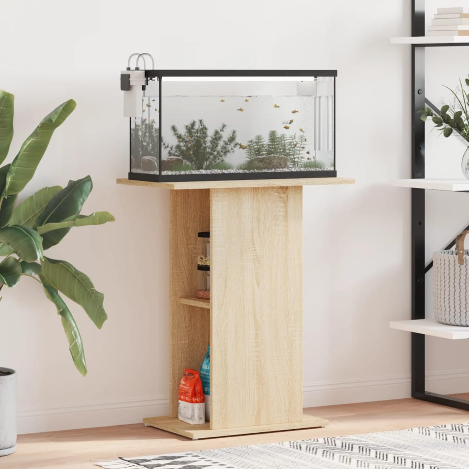 Rantry Aquariumständer Aquarium Unterschrank Aquarien Schrank, Aquarium Tisch mit Stabiler Oberplatte, Aquariumschrank für Sicheren Stand Sonoma-Eiche 60,5x36x72,5 cm Holzwerkstoff