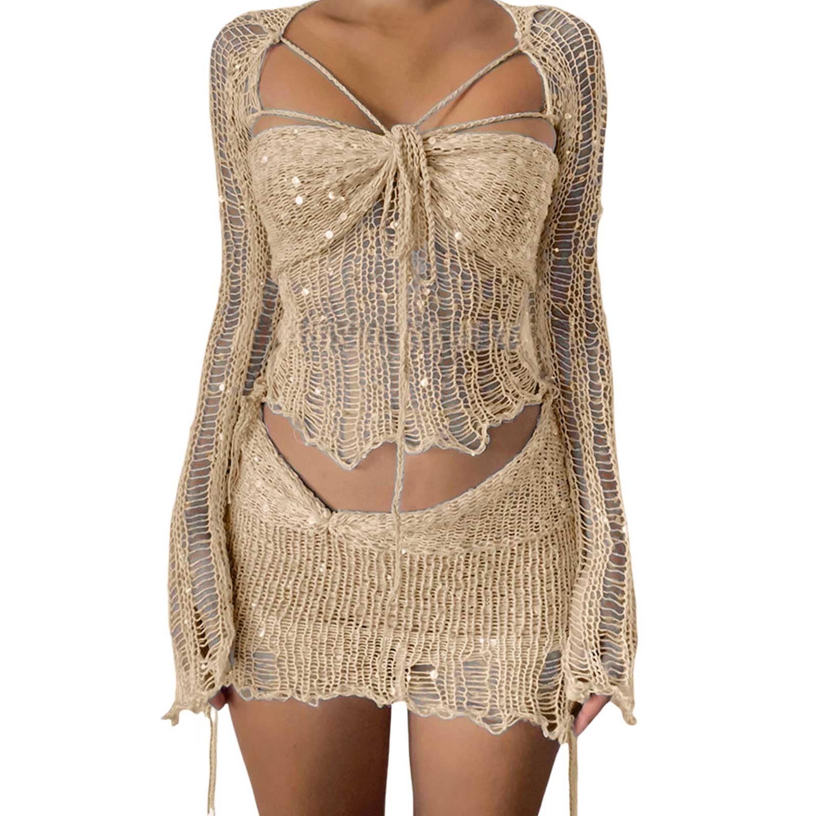 Generisch Ensemble de vêtements sexy pour femme - Bandeau à paillettes - Une robe et plusieurs robes