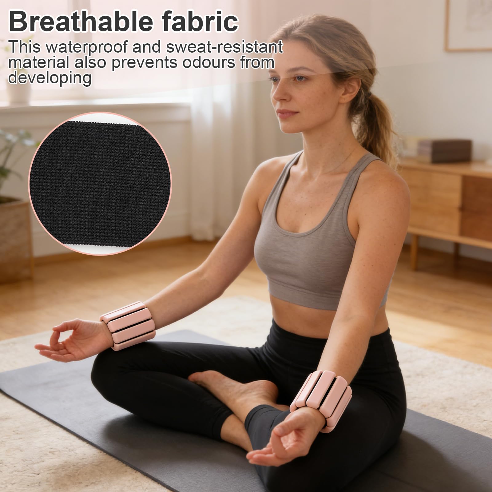 2 pezzi Peso del Polso regolabile Peso della Caviglia 900g Pesi Polso Indossabili, Superficie in Silicone Braccialetto per Pilates,Yoga, Nuoto,Corsa,Jogging