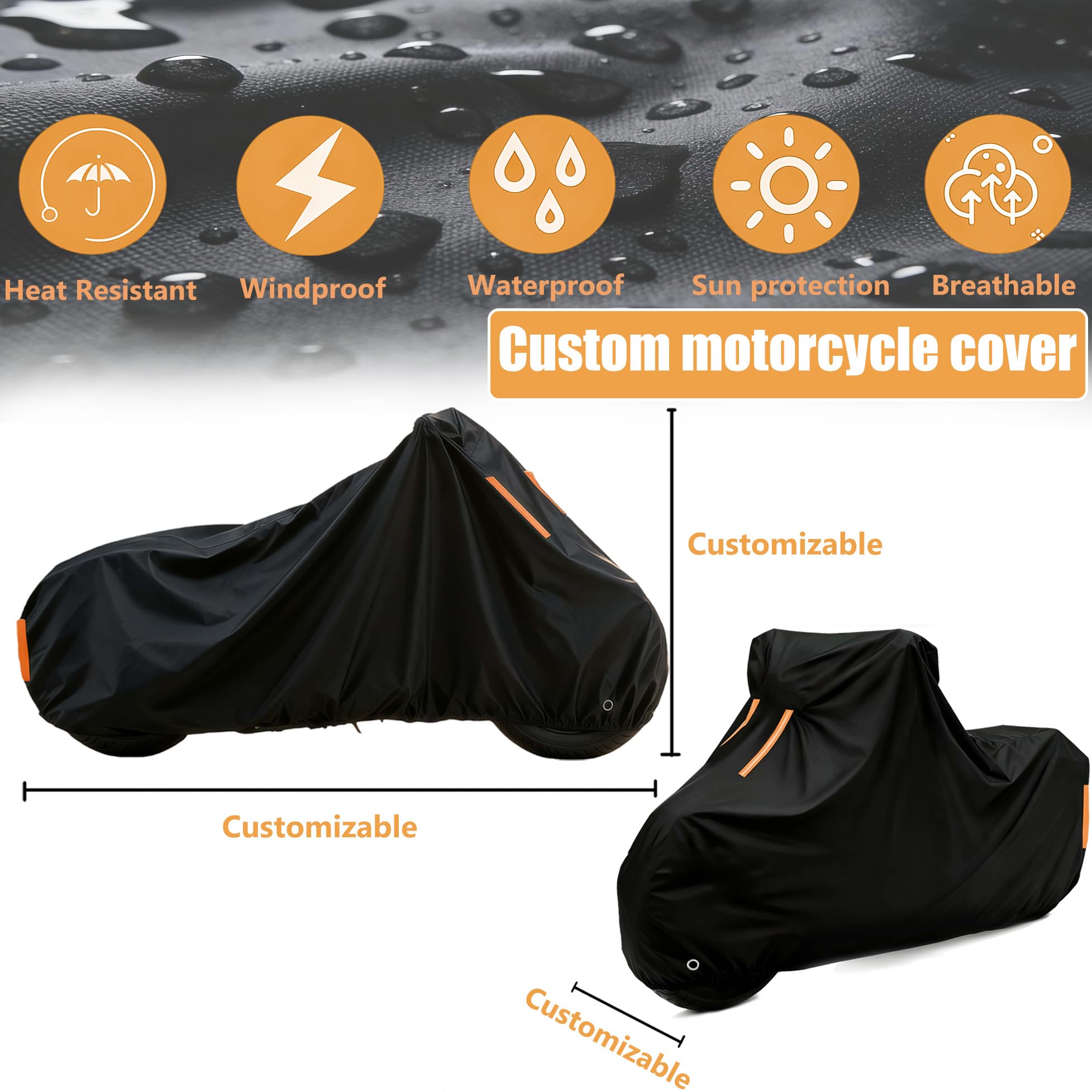 wasserdichte Motorradabdeckung,für Luxxon Eco ECO丨210D Motorradgarage Motorrad Abdeckplane Outdoor Kratzfest UV-beständig für alle Jahreszeiten geeignet
