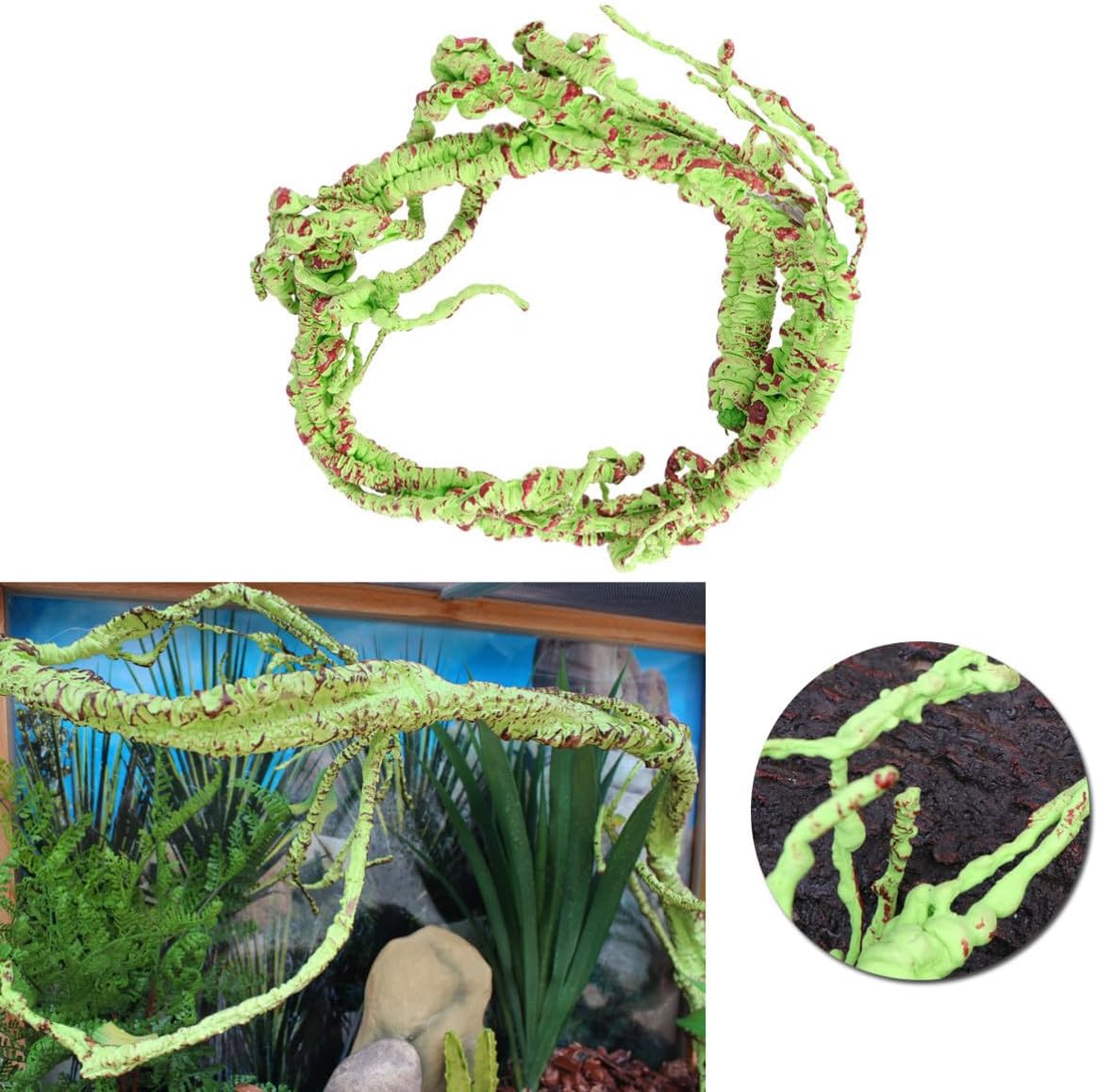 Artificial Hanging Vine Leaves Bendable Reptile Enclosure Decoration image 3