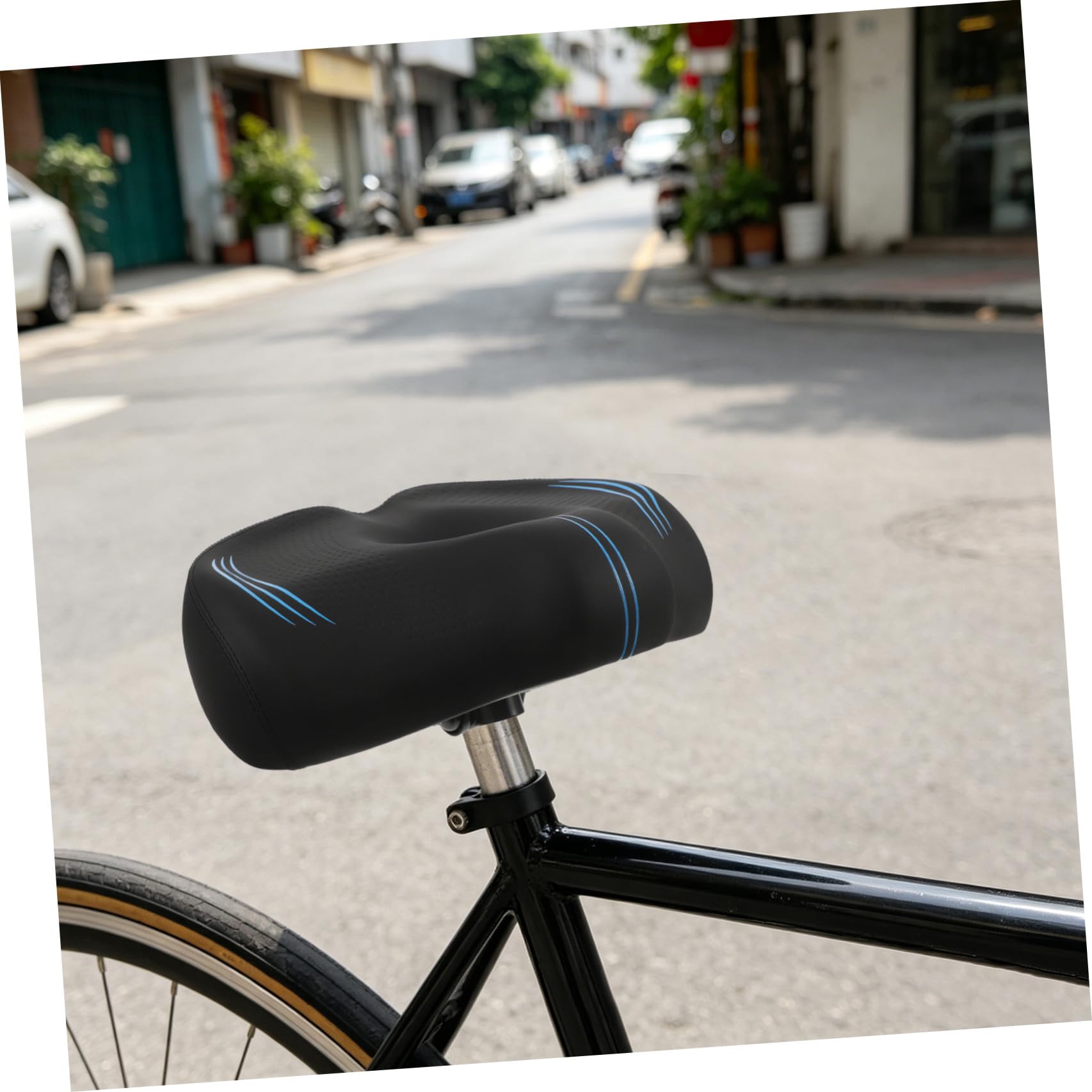 SHINEOFI Sella Bici senza Naso Extra Larga Imbottita per Uomo e Donna | Seduta Ergonomica Ventilazione Cava, Base Allargata, Plastica Pu e Metallo, per Bici da Città e Fuoristrada