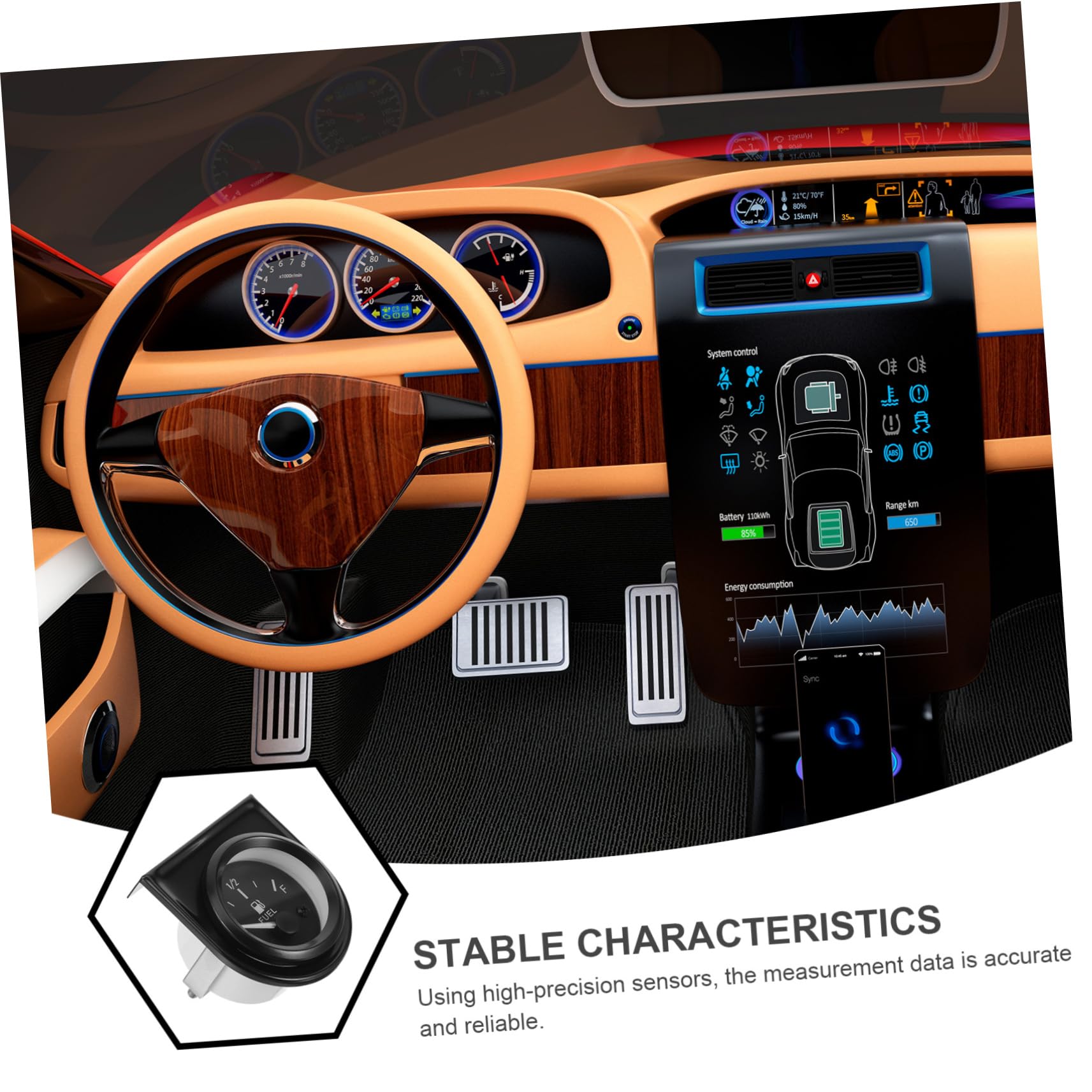 ABOOFAN 2 Stück Auto Modifizierte Meteranzeige Auto Auto Tankanzeige Füllstandsanzeige Autozubehör Autozubehör Auto Gadgets Zubehör Tankfüllstandsanzeige Automessgeräte Kunststoff