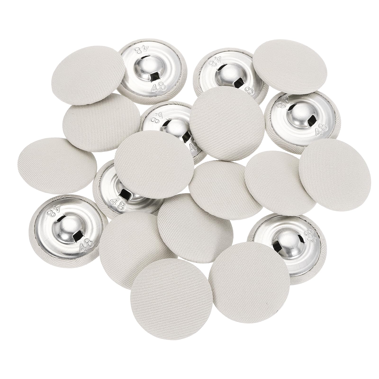 sourcing map 20Pcs Fabric Cloth Covered Button, 30mm 48L Metal Shank Round Sewing Buttons Fabric Covered Button for Coat Dress Sweater Hats Crafts Making, Beige