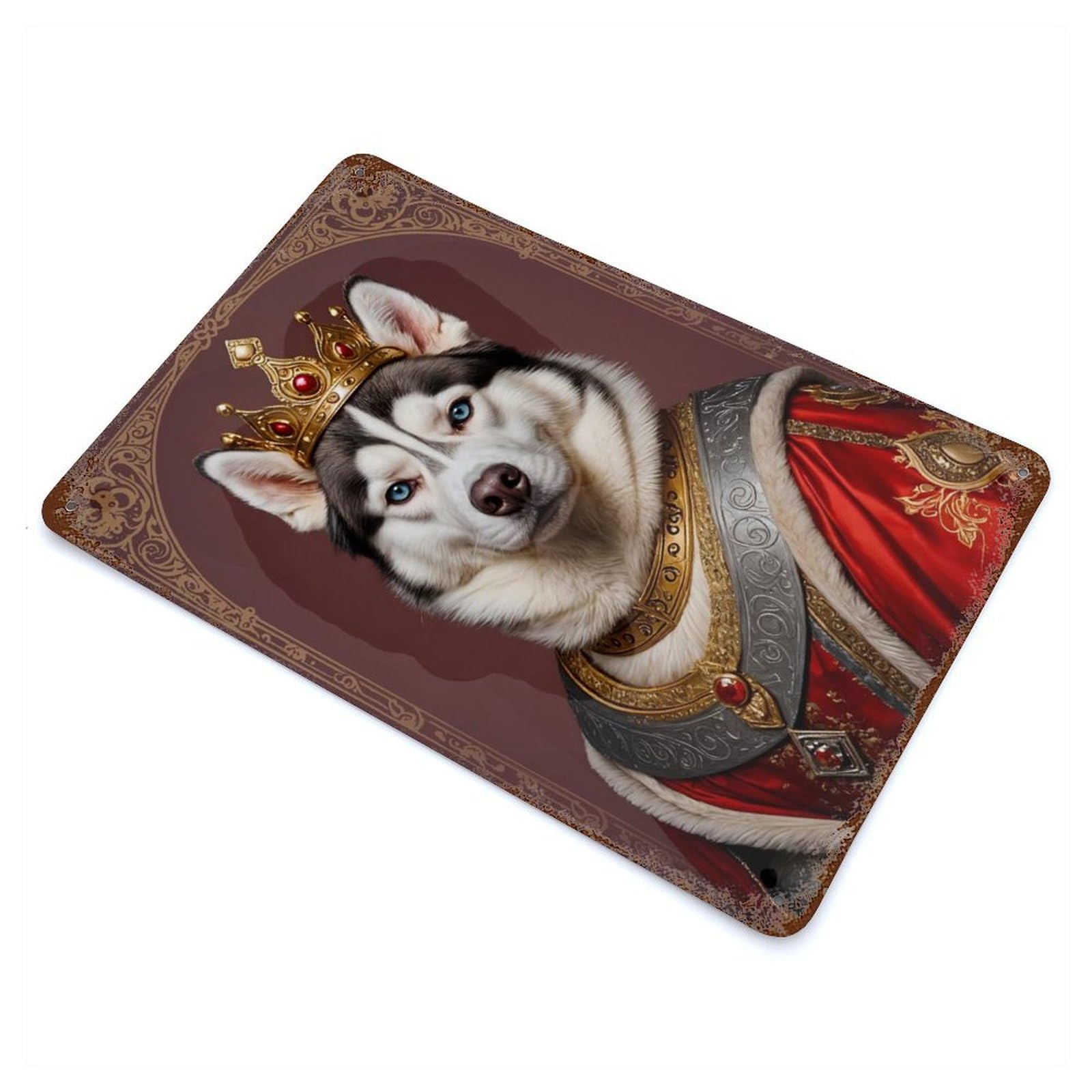 Siberian Husky King 11.8"x7.9" Rustic Tin Plaque, Farmhouse Wall Decor for Basement, Hobby Room And Garage Decor