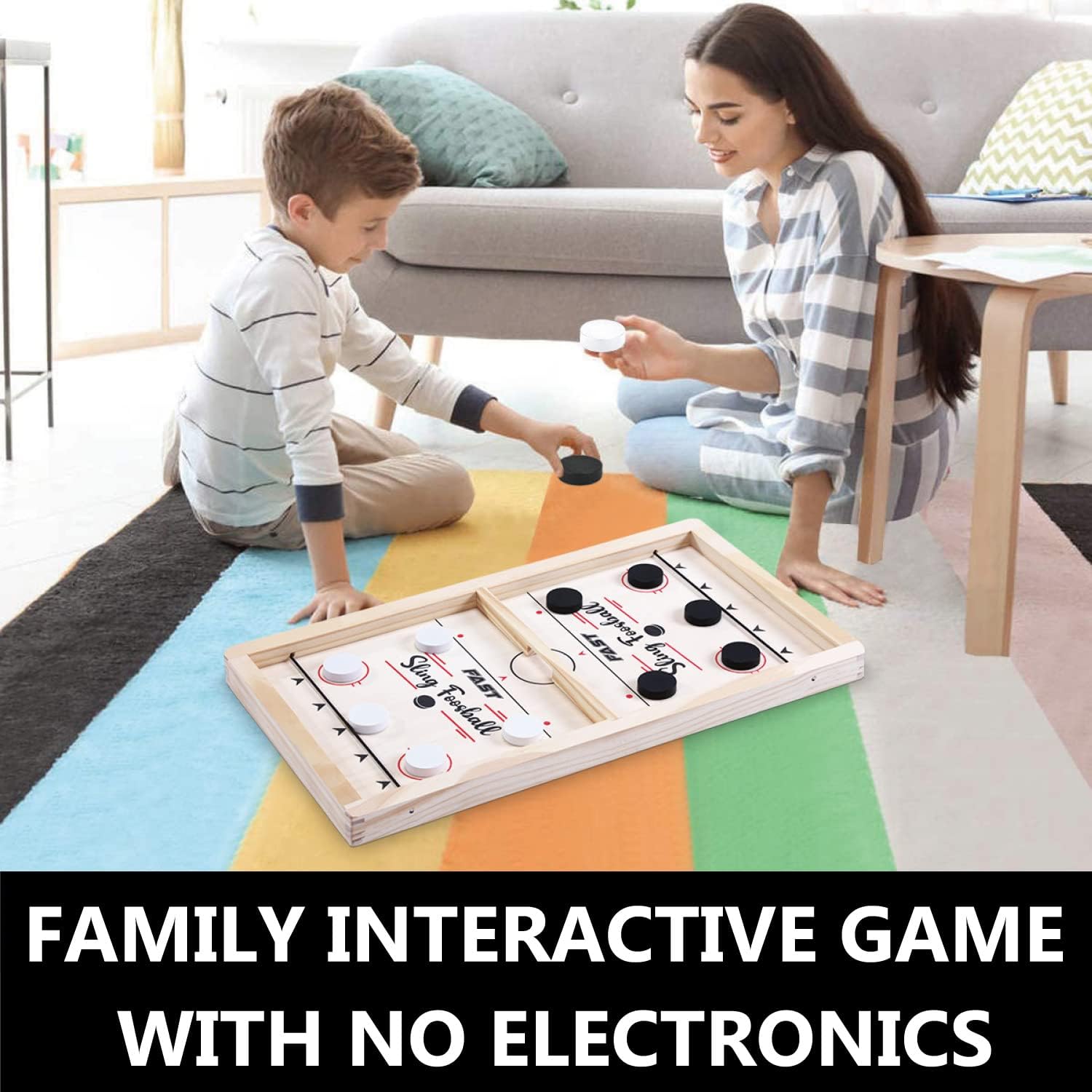 Toydaze Sling Foosball Fast Sling Puck Game with Extra 10 Pucks & 2 Slingshots for Spare Use, Portable Slingpuck Board Game for Child, Foosball Slingshot Game Board, Available in Large & Small Sizes