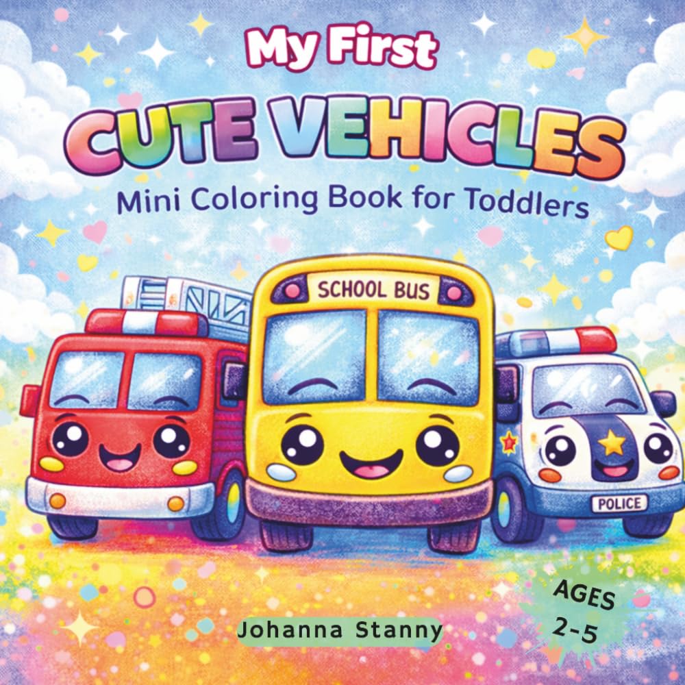 My First Cute Vehicles Mini Coloring Book for Toddlers: Simple and Fun Vehicle Designs for Little Hands with Bold Outline Coloring Pages for Kids Ages 2–4 (Mini Cute Coloring Series)