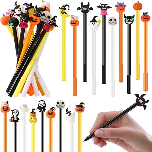 Miniatura 8 de SANNIX 50 bolígrafos de Halloween, divertidos bolígrafos de tinta de gel de dibujos animados para niños, regalos para la escuela, clase, suministros