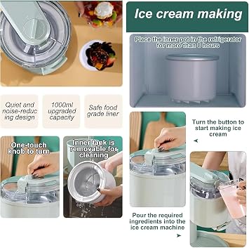 Mini Soft Ice Cream Machine, 1L Automatic Mini Soft Serve Machine, DIY Fruit Creami Dessert Maker,Healthy, Simple One Push Operation,Compact Household Ice Cream Maker