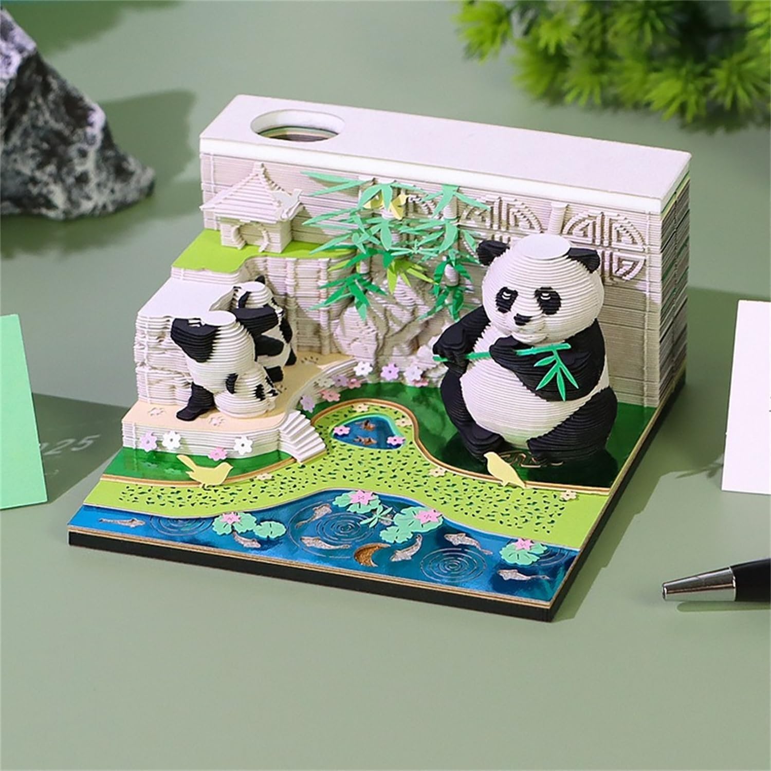 Kalendarz czasowy 2025, panda, kalendarz 3D, na rok 2025, do samodzielnego wykonania, do oderwania, artystyczne podkładki 3D, w kształcie pandy, papier do rzeźbienia, sztuka na biurko