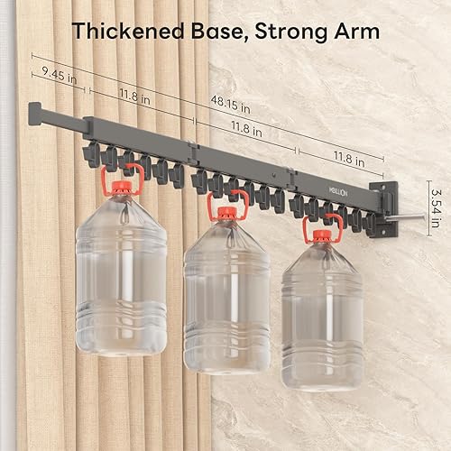 Miniatura 5 de Mbillion Tendedero de secado de ropa triple plegable con brazo extendido de 48 pulgadas de largo, tendedero de secado de lavandería, estantes de