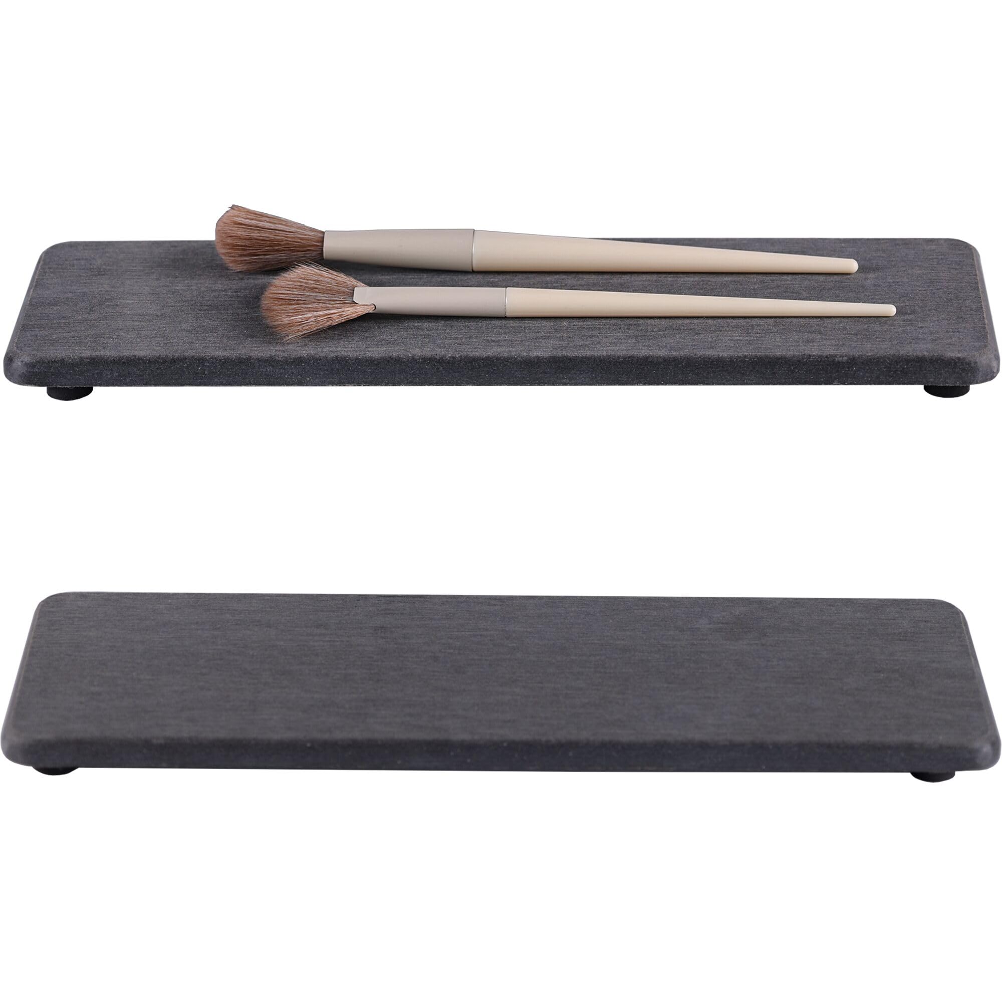 NiuYichee 2 Pcs Water Absorbing Stone Trays, Kitchen/Bathroom Sink Soap Dish, Diatomite Tray Used for Hand Soap & Cosmetic Bottles in The Modern Home,