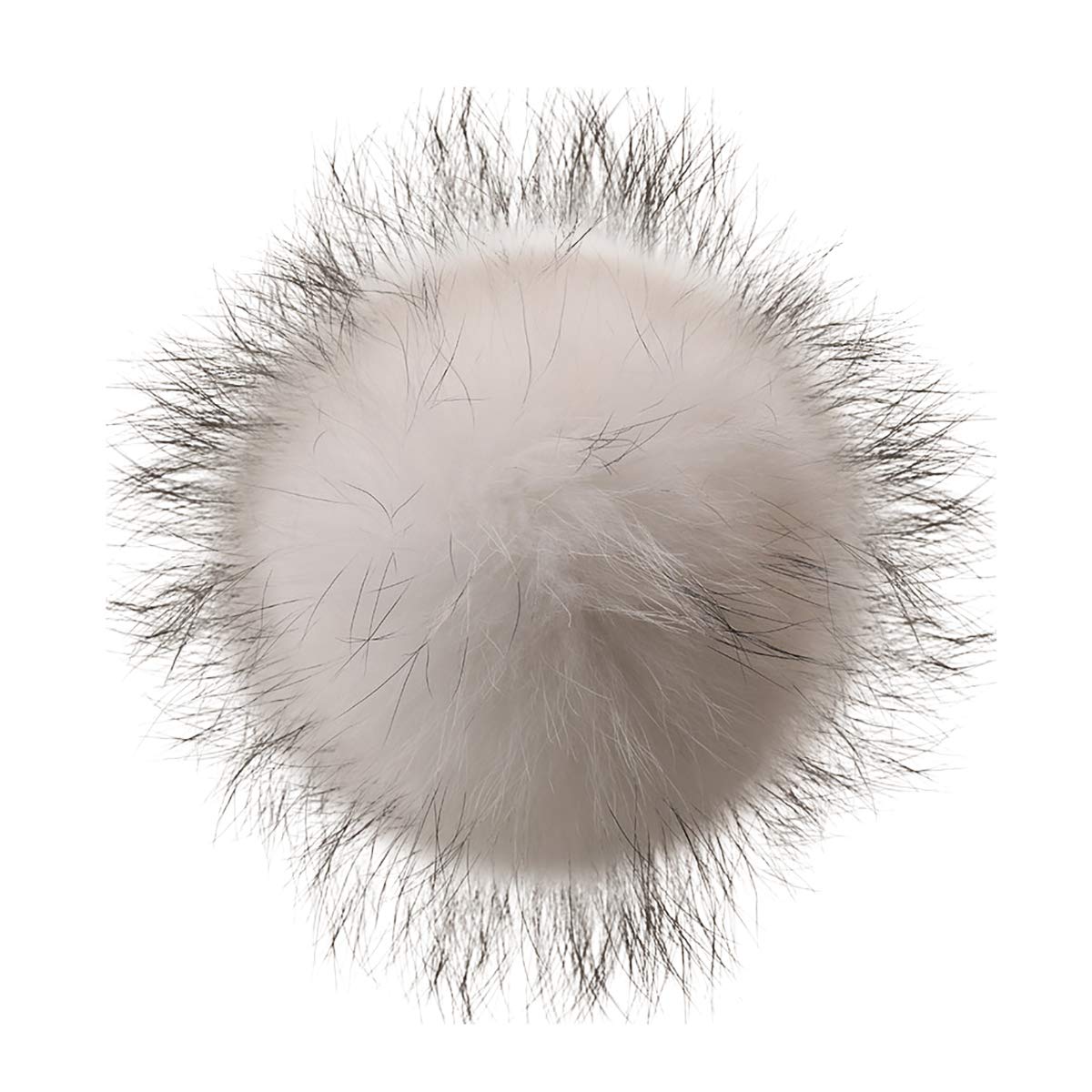 Cozylkx Fluffy Pom Pom with Snap, 13-14cm Hairy Pompom Balls for Detachable Knit Hats Bags Shoes (White Black)