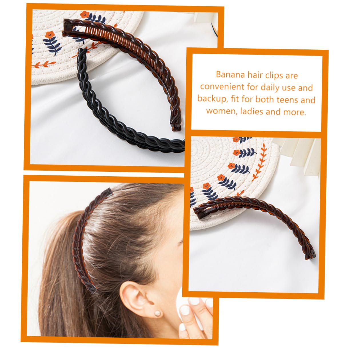 Pinzas Tipo Banana Cabello 12 Piezas de Plástico para Mujer | Estilo Simplicity, Uso Personal en Casa, Operación Sencilla y Estructura Resistente