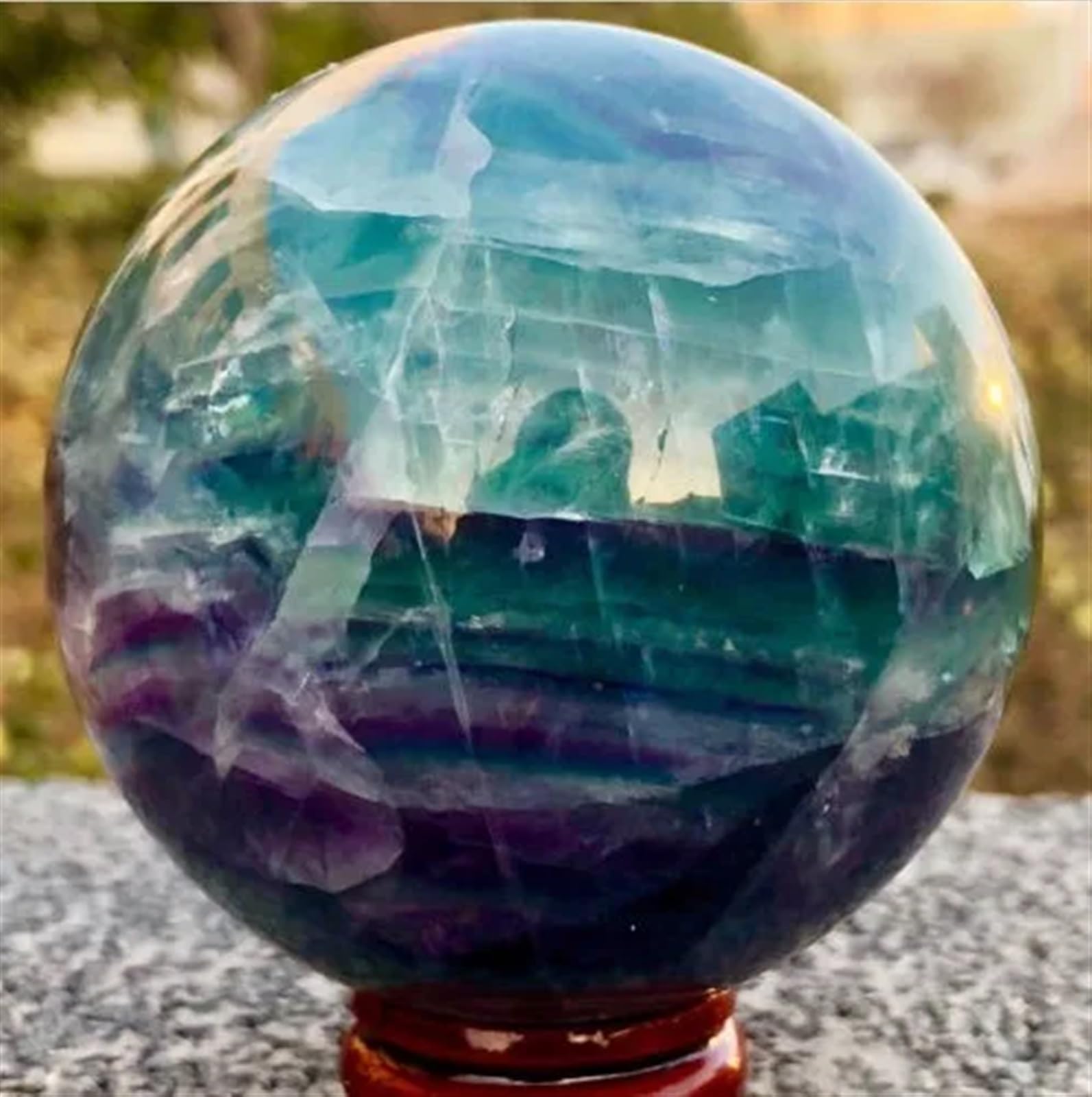 AUOQKQUT Fluorite Quartz Crystal Ball Ornaments AUOQKQUT