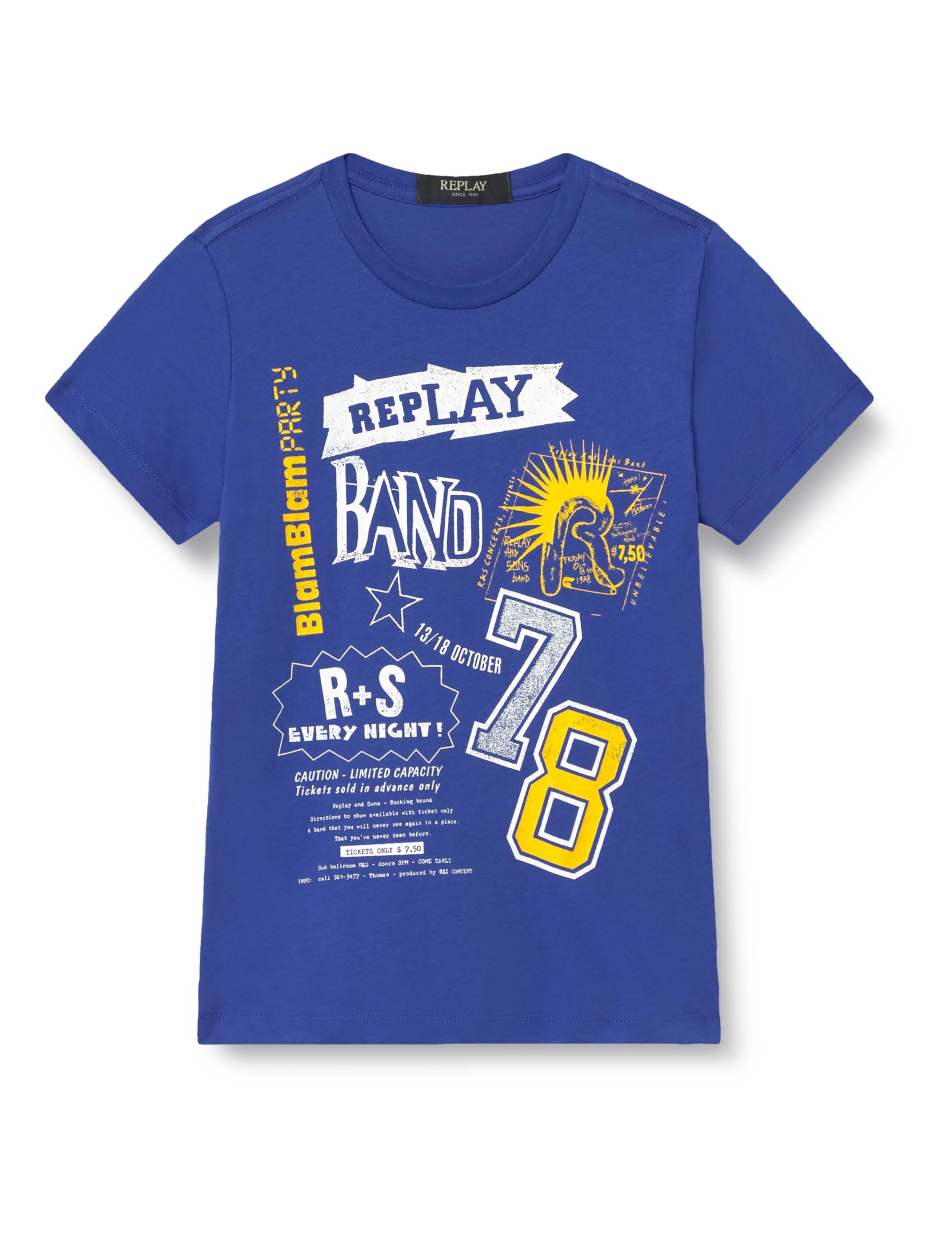 Replay Jungen T-Shirt Kurzarm, Royal 185 (Blau), 6 Jahre