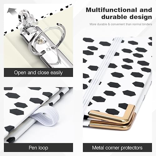 Miniatura 4 de Ospelelf Carpeta de 3 anillos de 1 pulgada, bonitas carpetas para documentos de tamaño carta (11 x 8.5 pulgadas) con 5 separadores de pestañas,