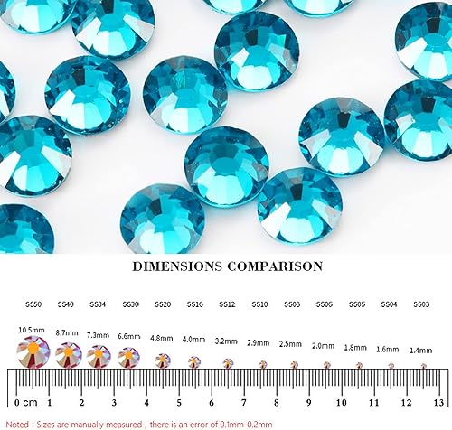Miniatura 4 de Towenm 2000 diamantes de imitación de cristal con parte trasera plana, cristales SS10 de 0.110 in para decoración de uñas, manualidades, diamantes