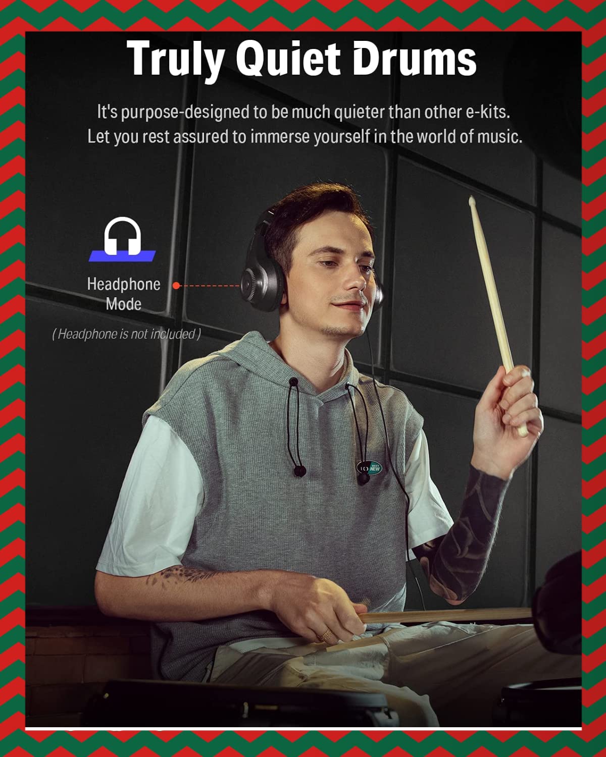 Donner DED100 Electronic Drum Set, Eight Pieces Mesh Electric Drum Set