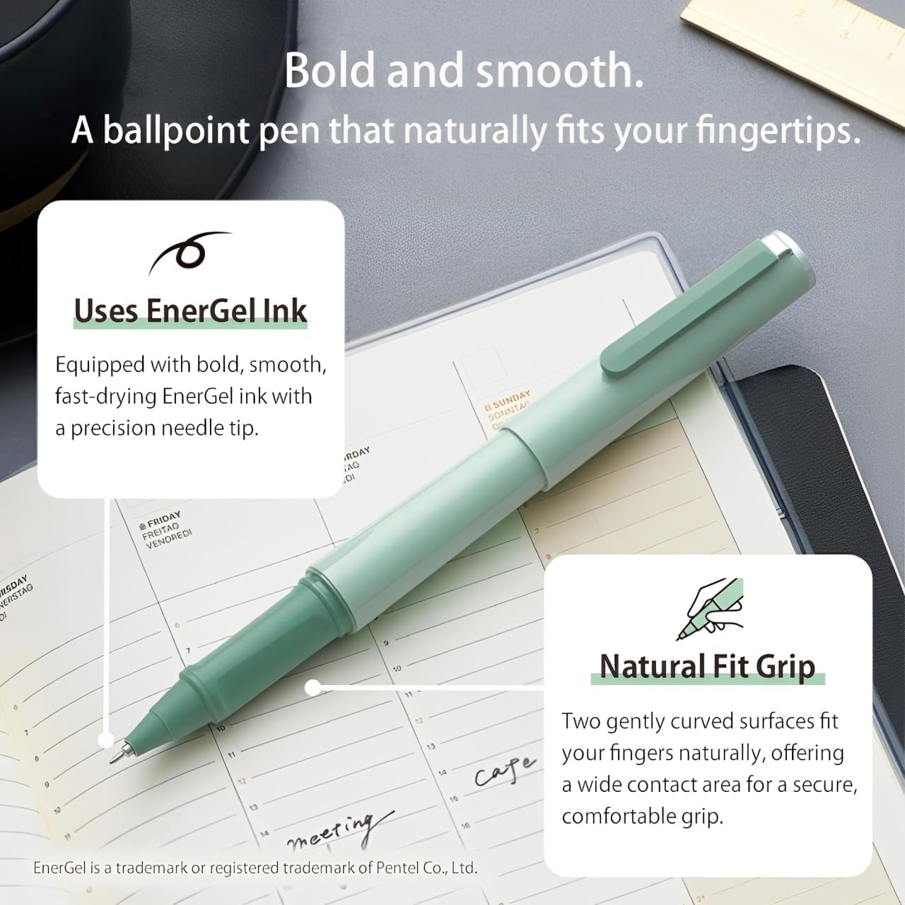 Sailor TUZU Gel Ink Ballpoint Pen, 0.5mm Fine Point (Black), Natural Fit Grip, Limited Edition Clear Navy, 82-0241-142