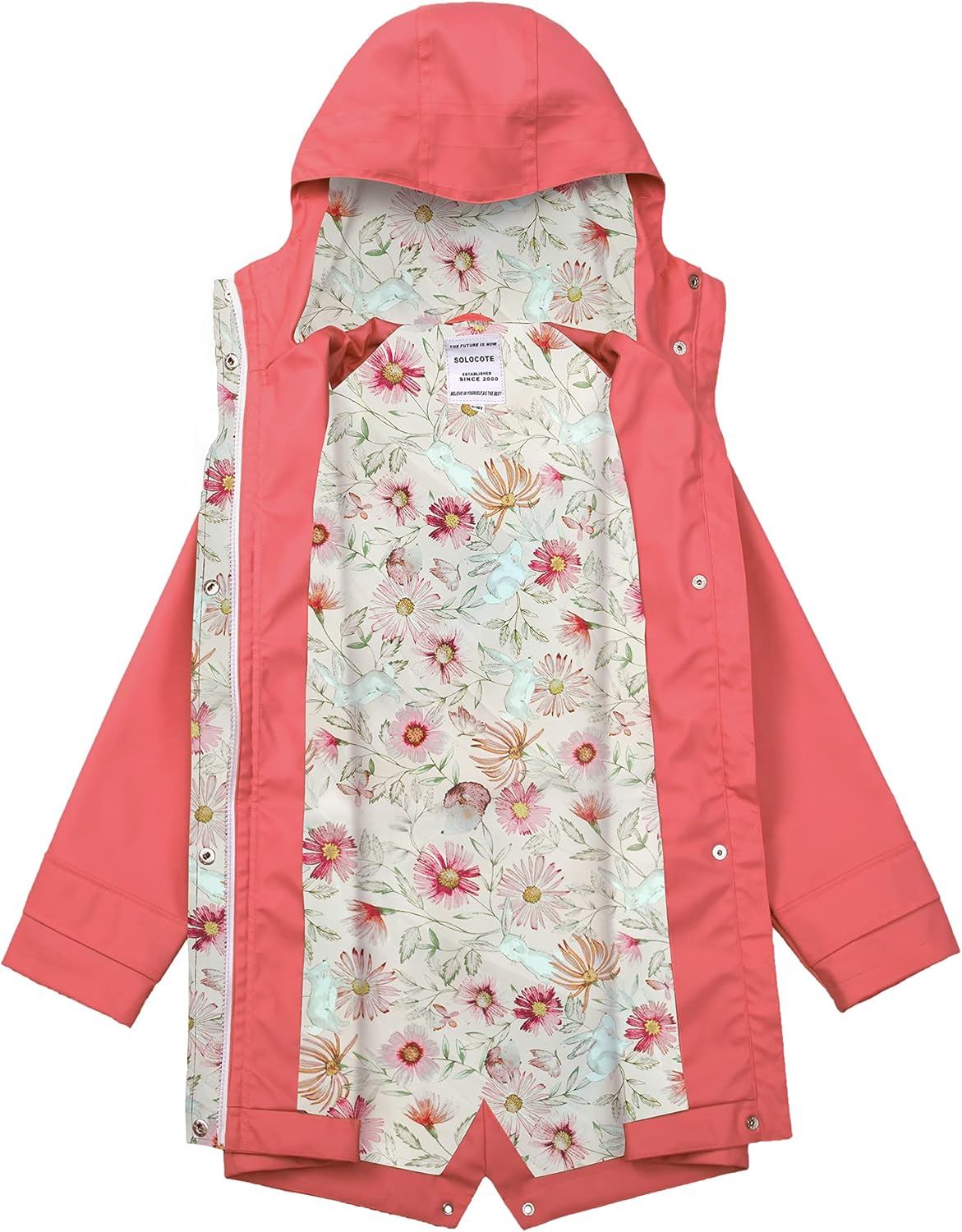 SOLOCOTE Kids Rain Jacket Hooded Lined Rubber RainCoats for Girls Boys Waterproof Windproof Size 5-14Y - Image 4