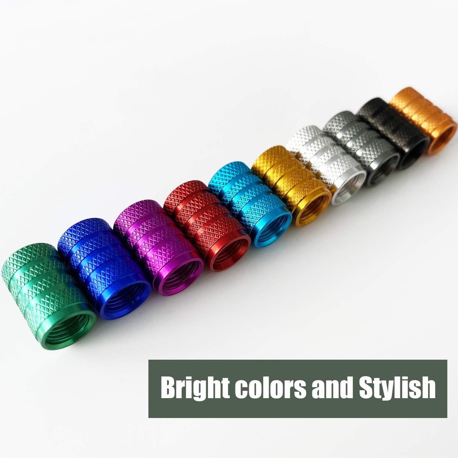 JAMEGIO 20/40pcs Schrader Tire Valve Caps, Multi-Colors Anodized Machined Aluminum Alloy Valve Adapter Cap for American Style, dust Cover