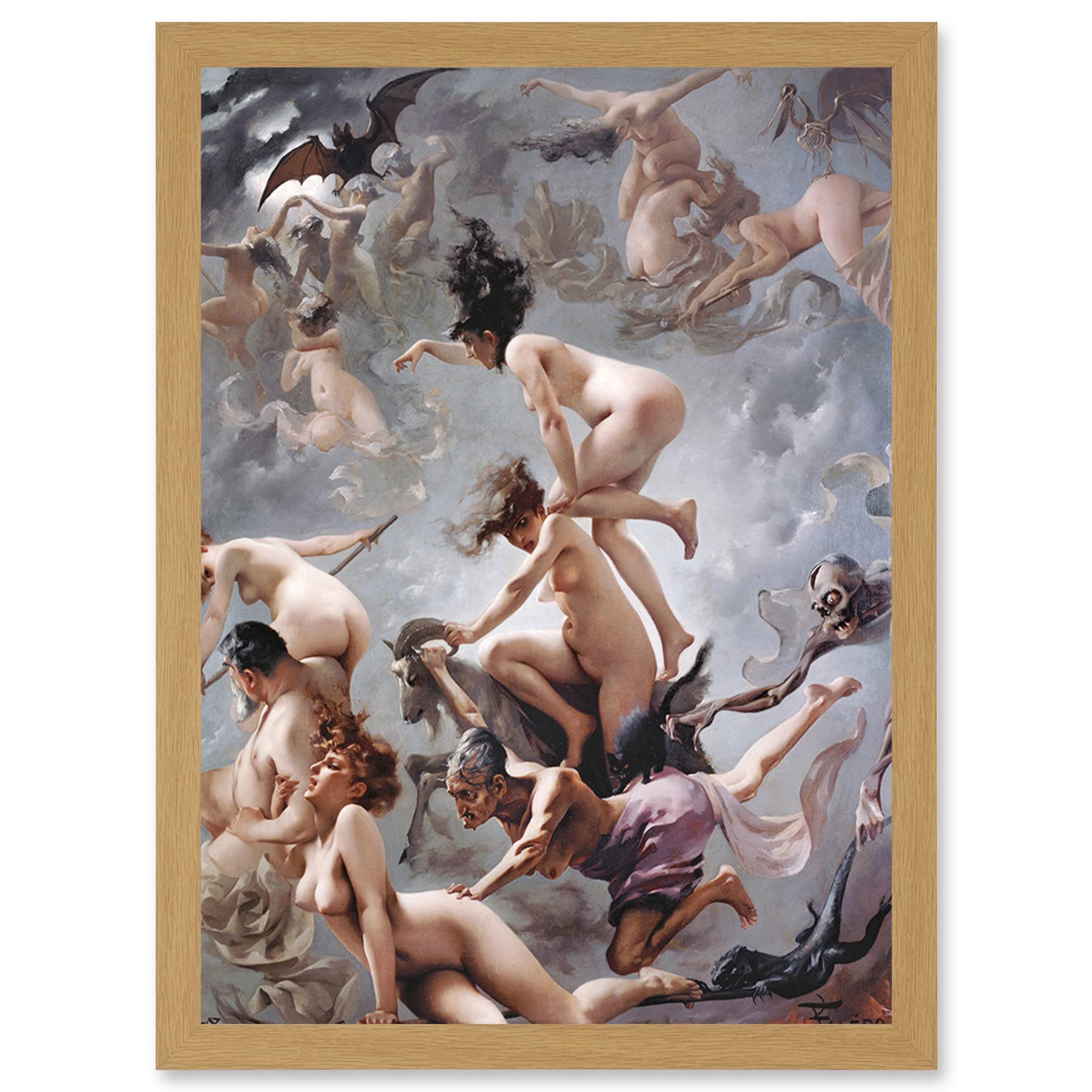 Artery8 Falero Witches Going To Their Sabbath Painting A4 Artwork Framed Wall Art Print