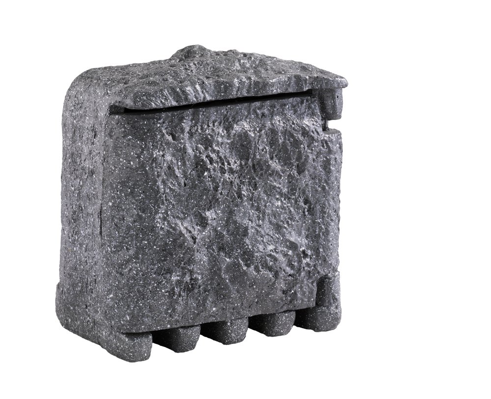 Trio Leuchten Prise Pierre, Gris Pierre Bloc de 2 Prises pour l'extérieur - Imitation Pierre - avec minuteur 20 x 19 x 20 cm Gris