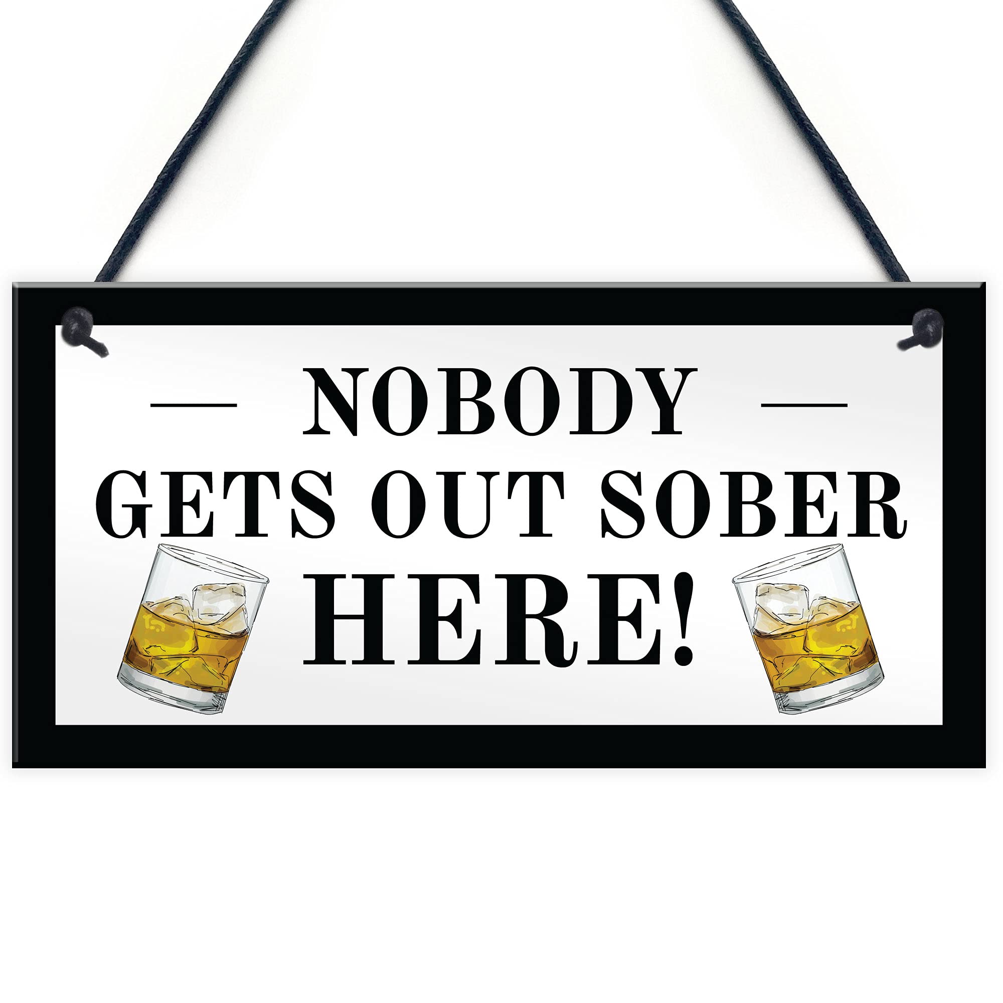Funny Home Bar Sign Nobody Gets Out Sober Plaque Pub Garden Alcohol Sign Alcohol Gift