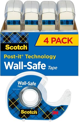 Scotch® Wall-Safe Tape, 3/4" x 648", Clear, Pack Of 4 Rolls