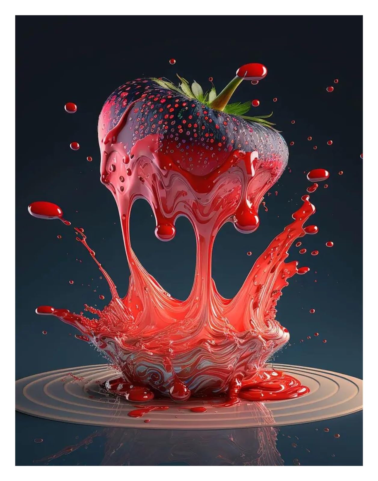 Affiche abstraite de jus de fraises rouges sur toile d'art mural haut de gamme