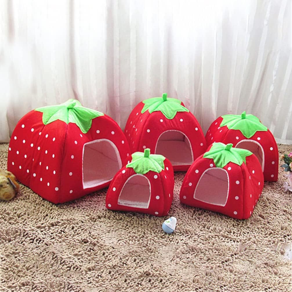Indoor Pet House- Pet Supplies Pet Tent- Small Dog House- Strawberry Durable Pet Sleeping BedPerfect for Cats& Small Dogs