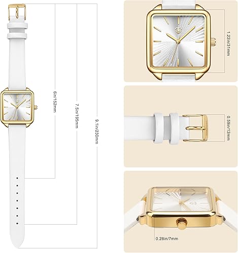 Miniatura 6 de Relojes para mujer, reloj cuadrado de cuero para mujer con elegante diseño de esfera elegante, reloj impermeable diario, reloj analógico de cuarzo