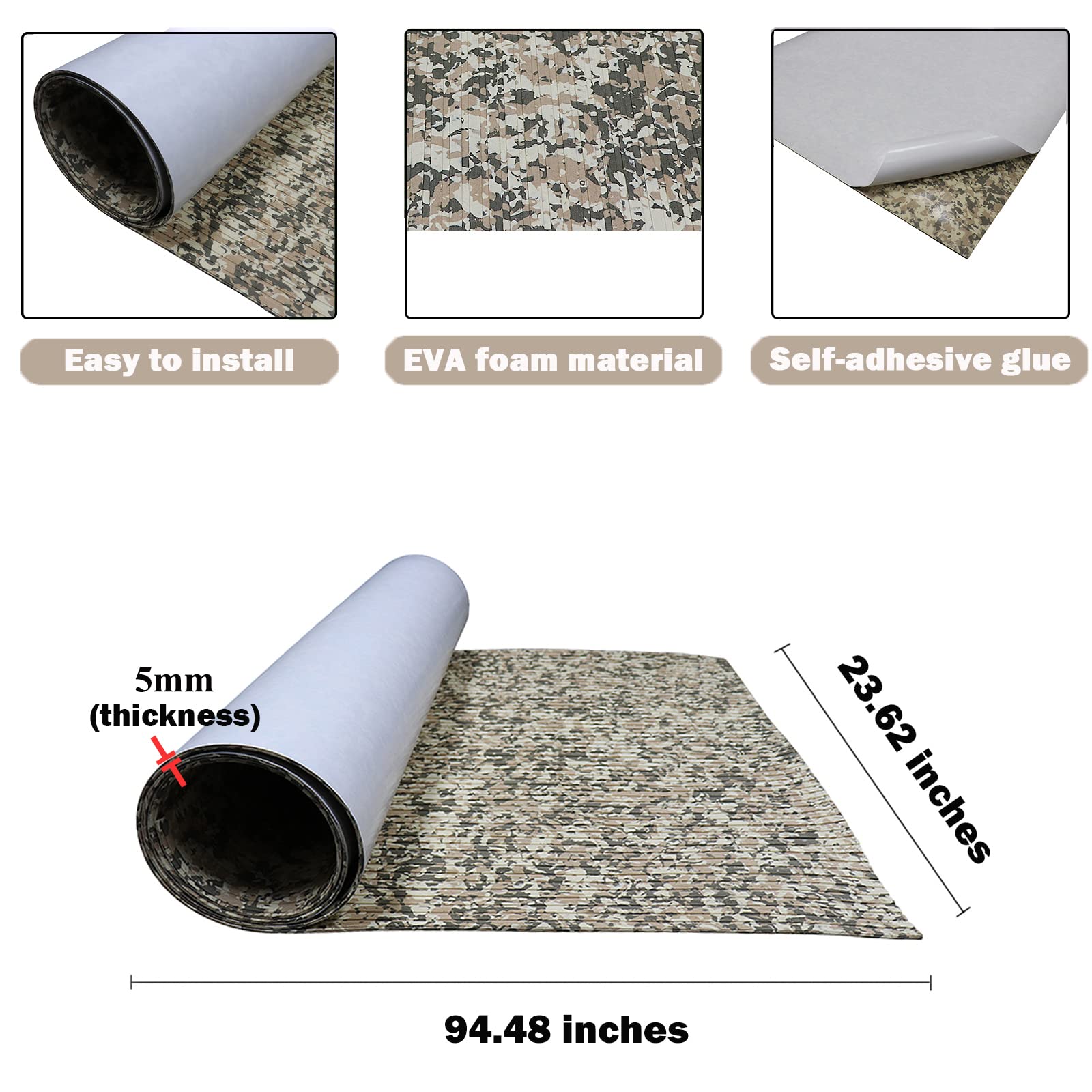 Buy HZCHIONE EVA Foam Boat Flooring Decking Camo Boat Deck Sheet Non Slip Boats Marine Mat Roll