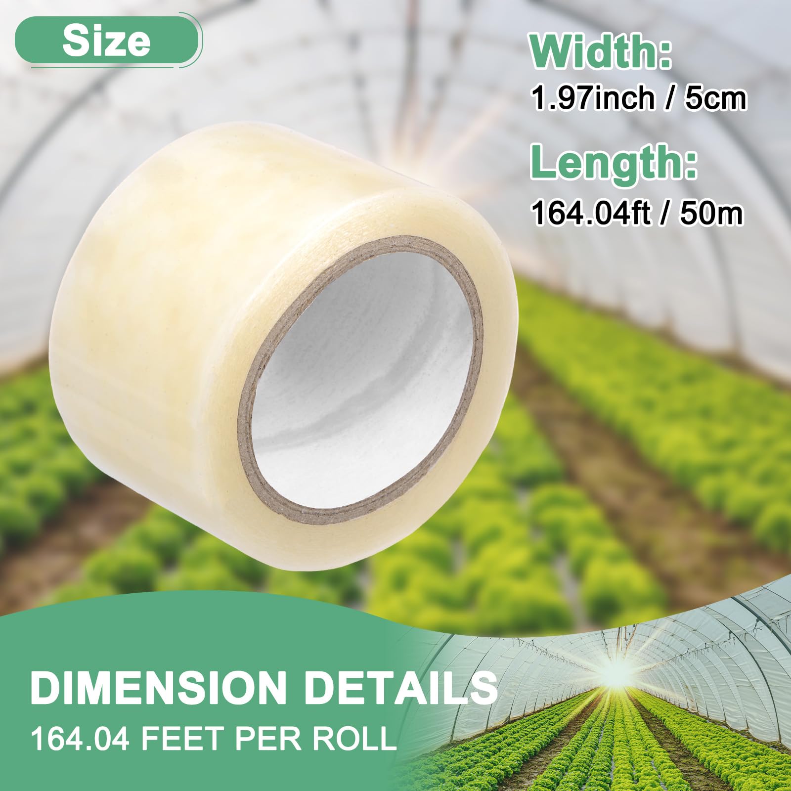 M METERXITY Greenhouse Plastic Sheeting Tape, 2Inch x 164Feet Greenhouse Repair Tape - Image 3