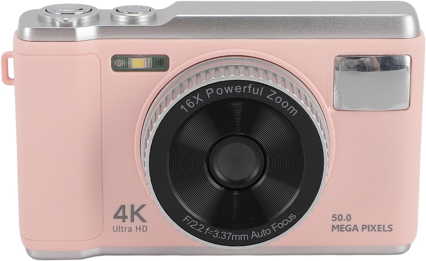 4K 50MP Digital Camera, Digital Point and Shoot Camera with 16X Digital Zoom, 2.8in Screen Autofocus Compact Small Camera with Flash Anti Shake for Teens Adult Beginner (Rose)