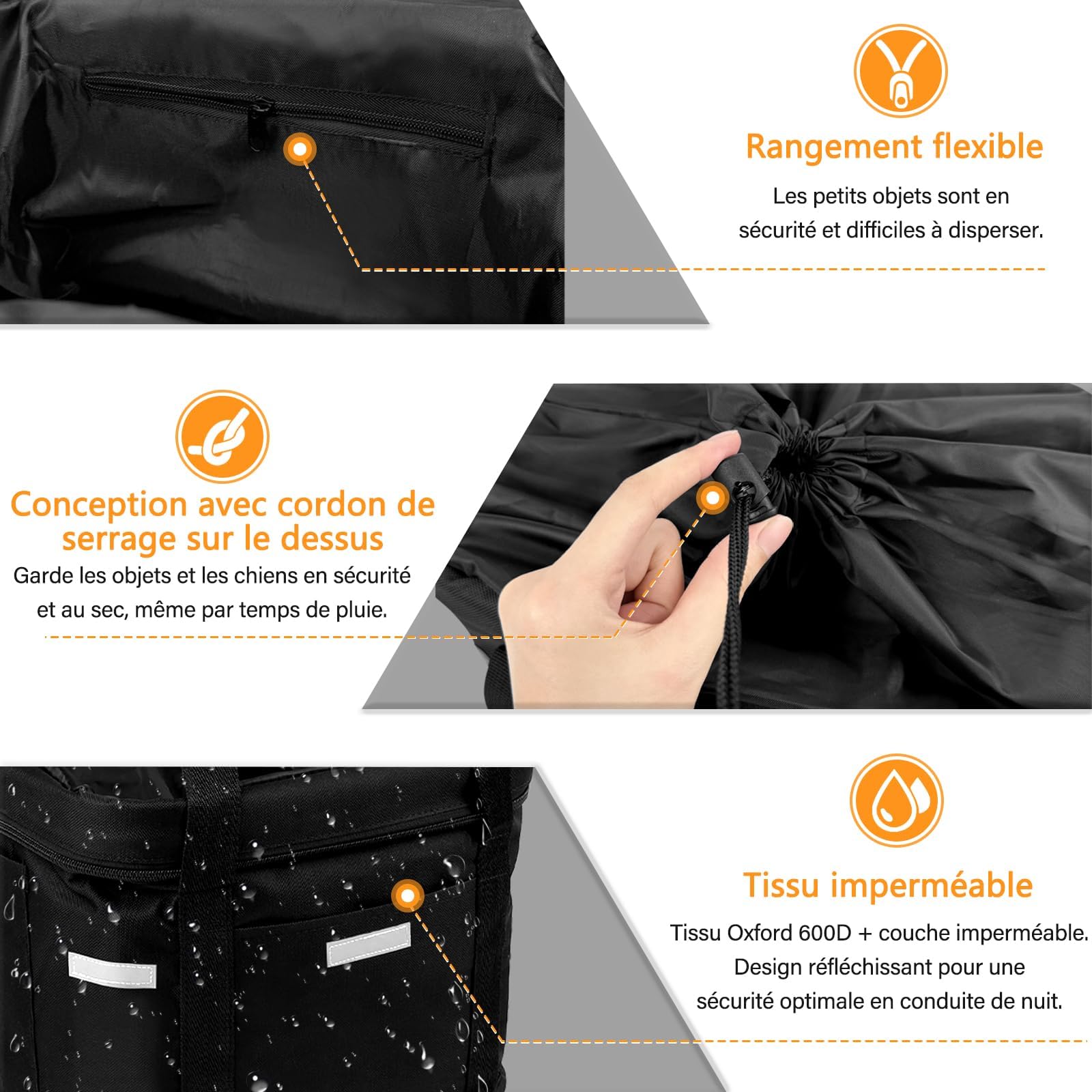 Panier Vélo Avant, Amovible Vélo Guidon Panier, Panier Vélo Chien | Mit Cadre en Alliage D'aluminium pour VTT, Shopping, Petit Animal Domestique Petit Chien Jusqu'à 5 kg, Noir Réfléchissant
