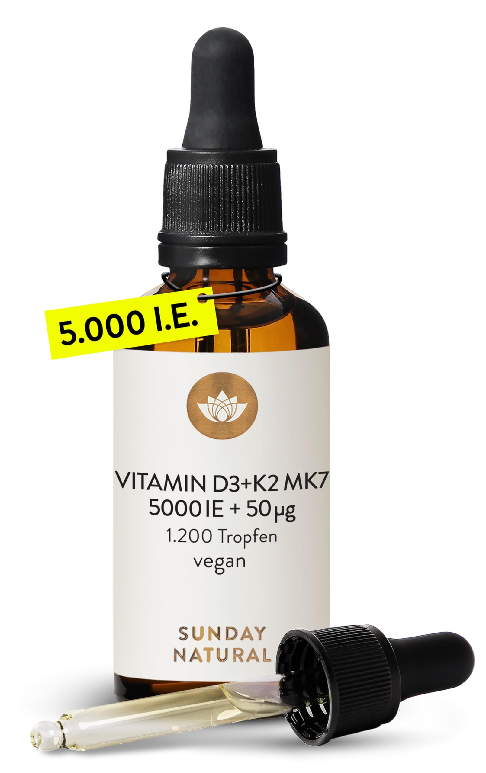 SUNDAY NATURAL® Vitamin D3 K2 Tropfen