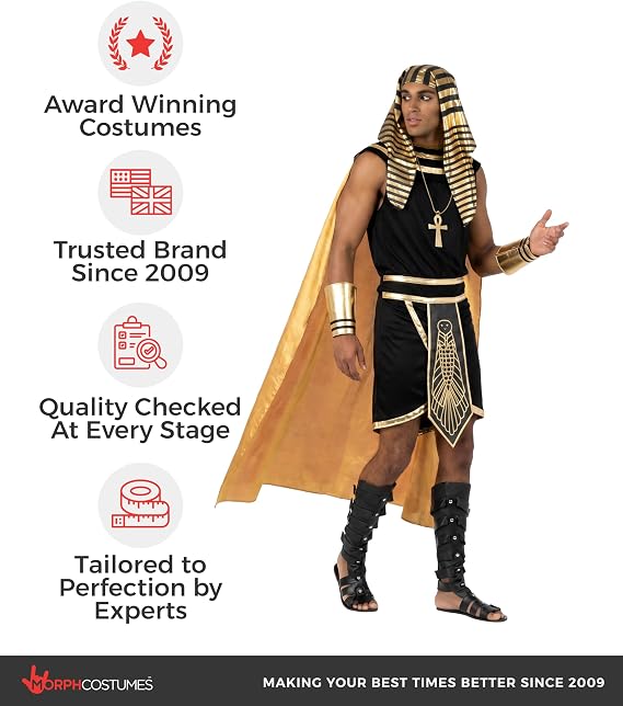 Morph Egyptian Costume Men, Pharaoh Costume Men, Egyptian Halloween Costumes For Adults