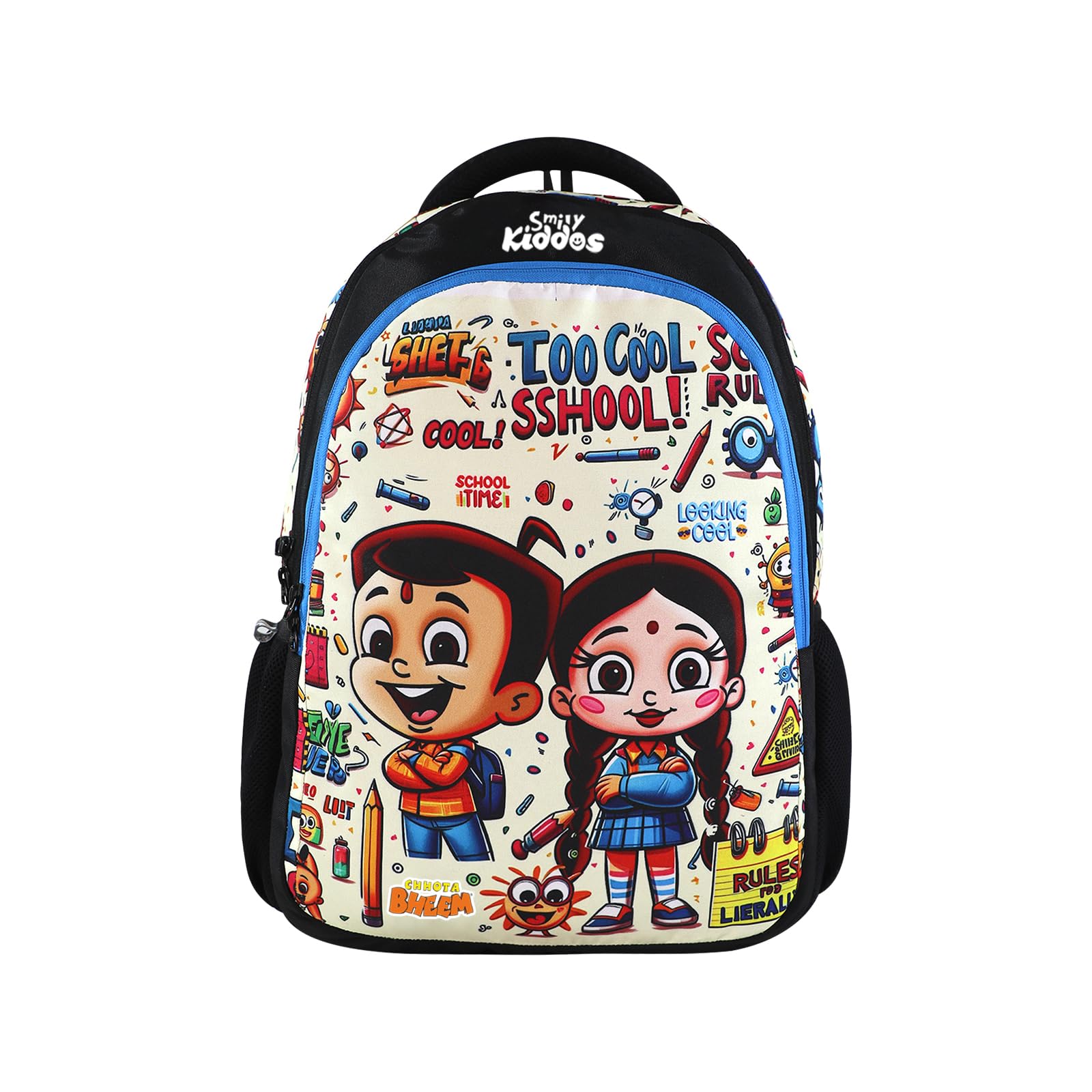 smily kiddos Licensed Chhota Bheem - 20 Ltrs Junior Backpack Too Cool III - 45 x 30 x 15 cm | Black & T Blue-picture-42
