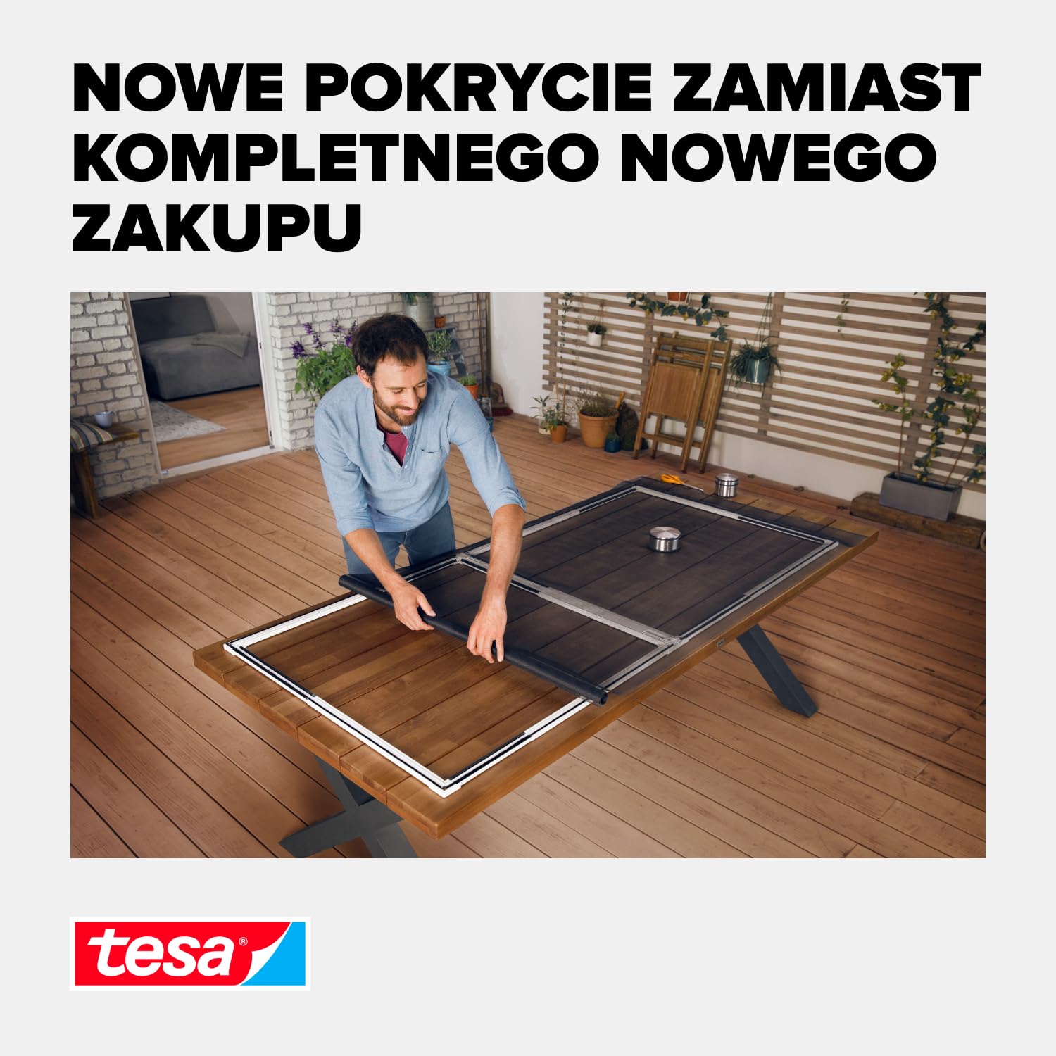 tesa INSECT STOP Refill Roll Fiberglass - rolka wymienna z siatką z włókna szklanego do moskitiery - 120 x 250 cm, biały (lekka prywatność)