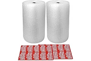 2-Pack 3/16" x 12" x 72' Bubble Cushioning Nylon Wrap Rolls