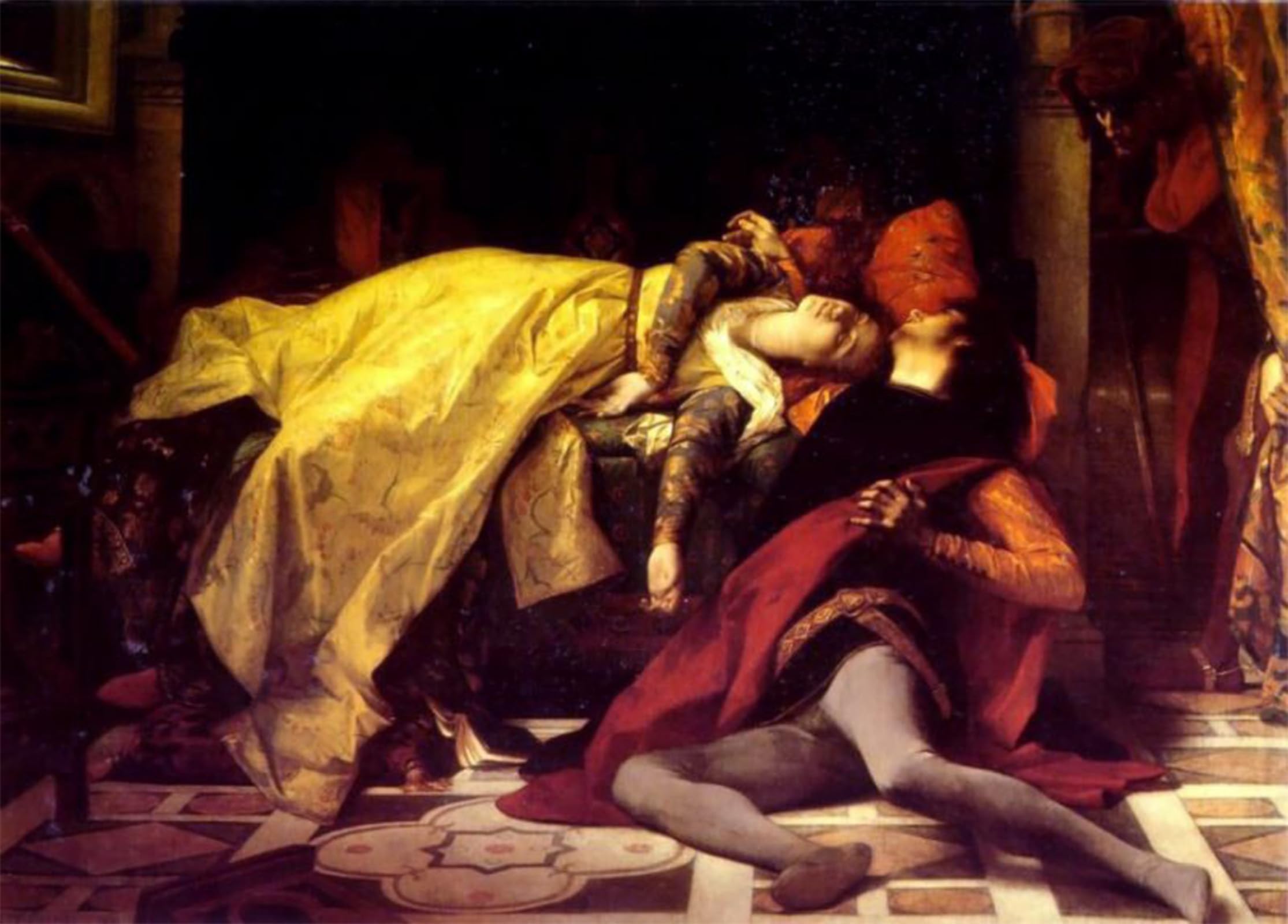 ARTXLXXBN Famous Print Painting Colorful Art Print the Death of Francesca Da Rimini and Paolo Malatesta by Alexandre Cabanel Canvas Art Decorations for Home Decor 60x90cm