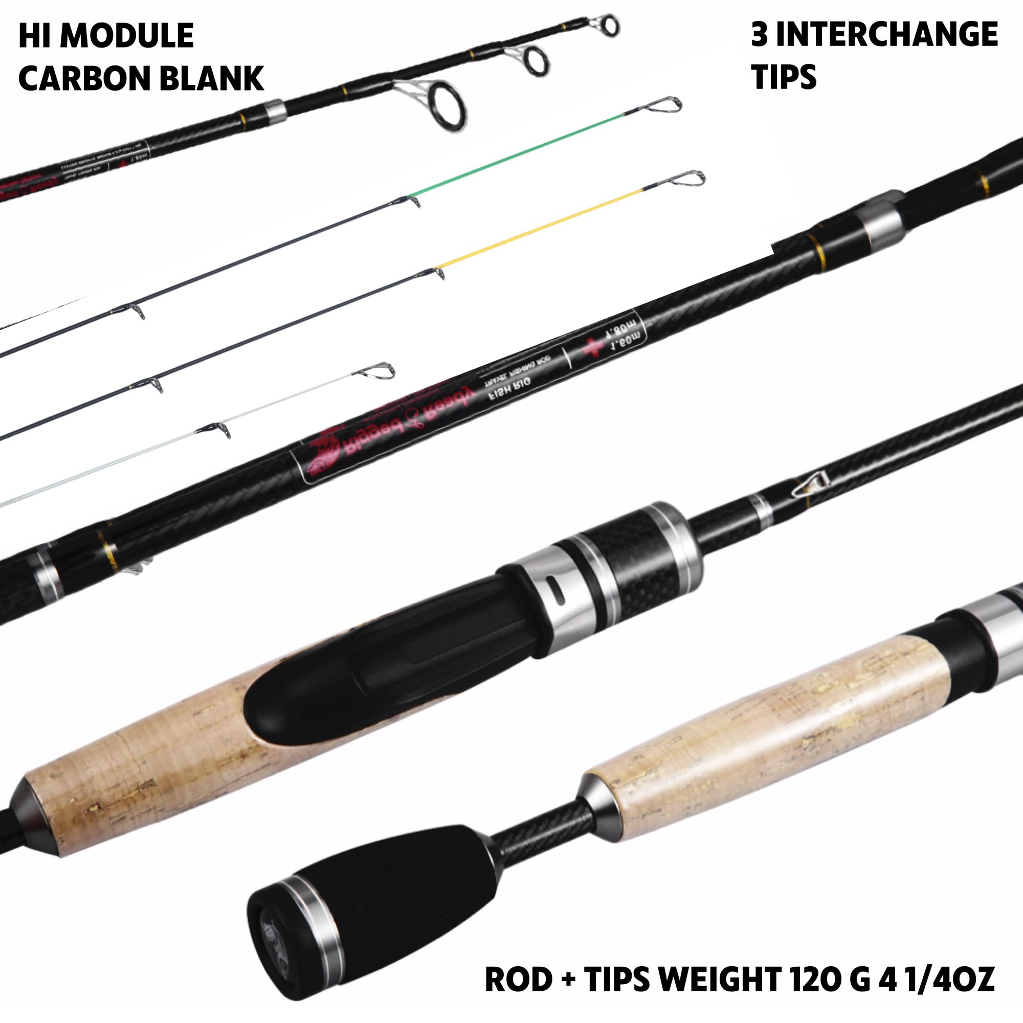 Rigged and Ready Fish Rig Super-Light Compact Travel Rods and Combo. 1 Spinning Multi-section,1 Telescopic Rod,1 Combination,3 Tip Poles & Case. Bass, Trout, Carp, Small Fresh & Saltwater Fishing