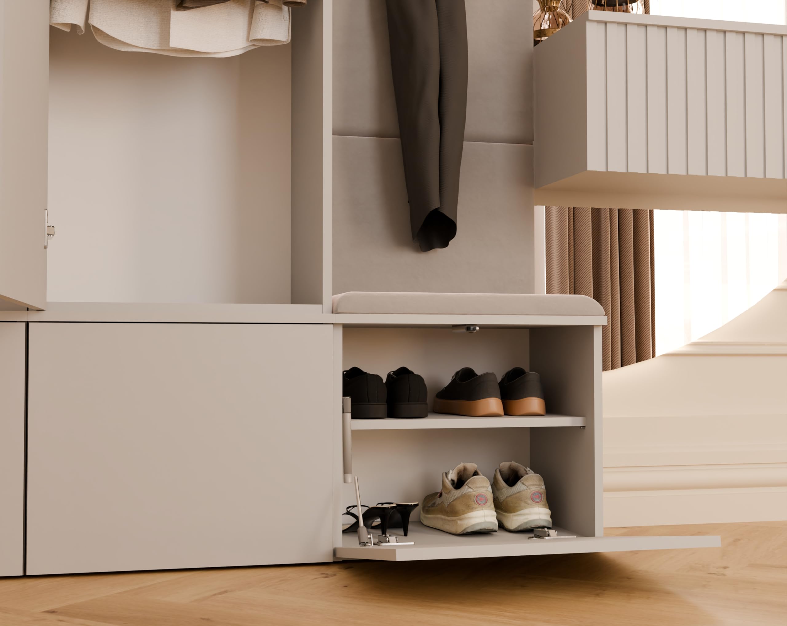 ARREDO DA CASA Armadio Guardaroba Chiuso, Mobile ingresso con Gancio Estraibile, Scarpiera e Vani, Sistema Tip-On senza Maniglie, Mobiletto Salvaspazio Moderno 50x238 cm MIT16