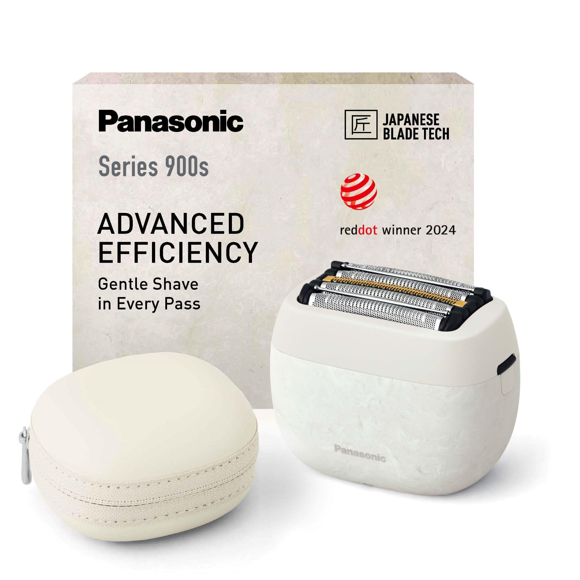 Panasonic ES-PV6B-W803 Serie 900s Afeitadora, Afeitadora Eléctrica de 5 Hojas para Uso En Seco y Húmedo para Hombres, Sensor De Barba Responsivo, USB-C, Estuche De Transporte, NAGORI® Mármol Blanco