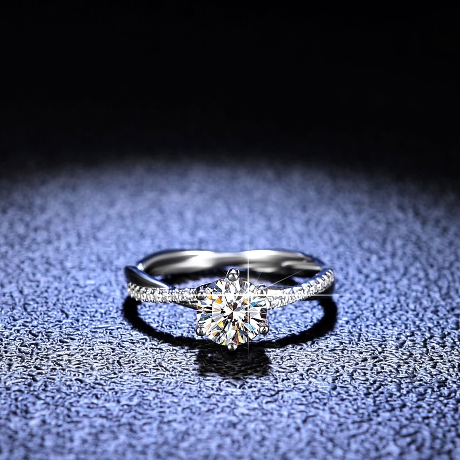 Anillos de compromiso para mujer, oro blanco, solitario de oro real con moissanite de 1 ct, anillo de boda de oro para mujeres