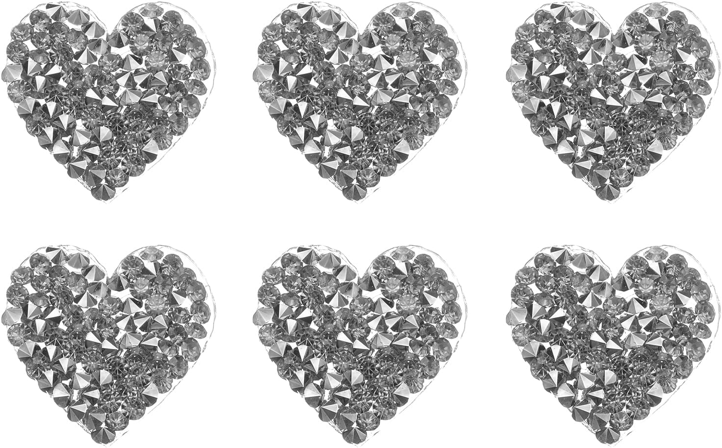 uxcell 6pcs Heart Iron Patch Heart Rhinestone Adhesive Applique 2.5cm Heart Patch with Diamond Heart Iron Patch DIY Craft Repair Shoe Bag Hat Decoration Silver White
